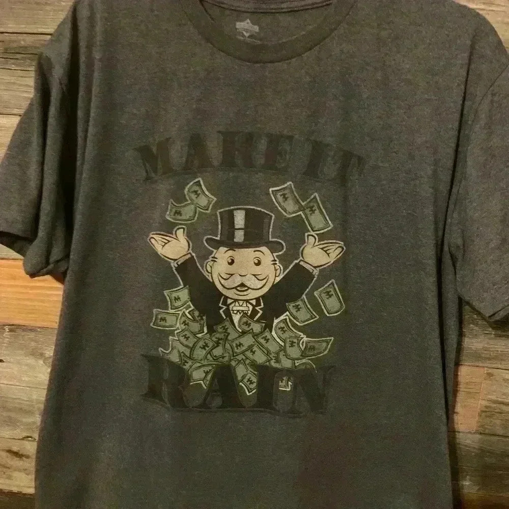 Monopoly Unsex T-Shirt. Make it Rain. Size Xl